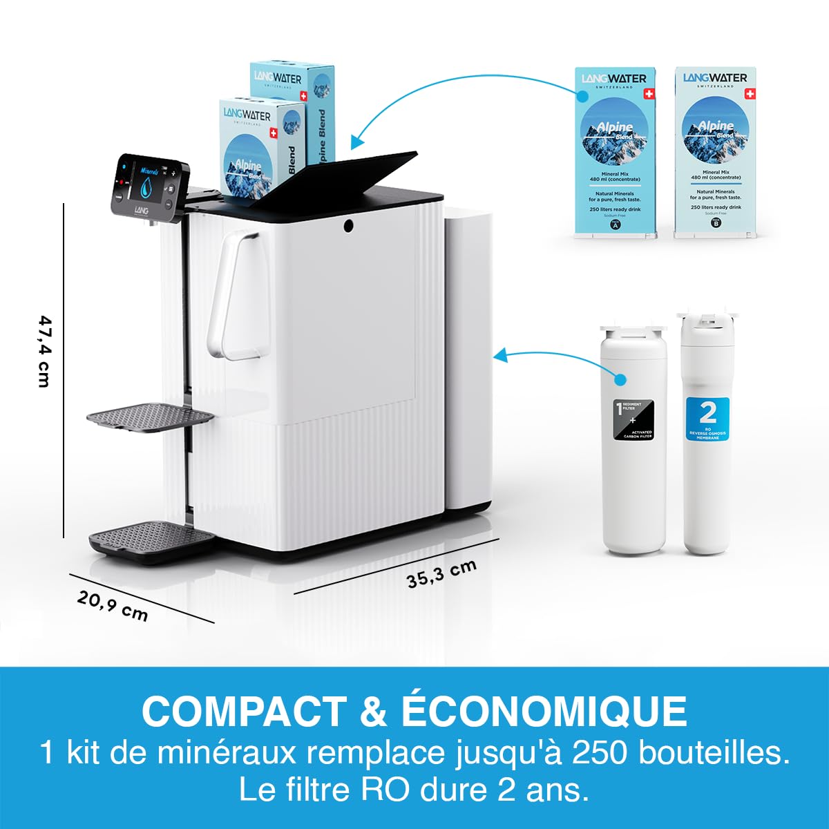 Lang TheWell 2 purificateur eau blanc osmose inverse UV chaude