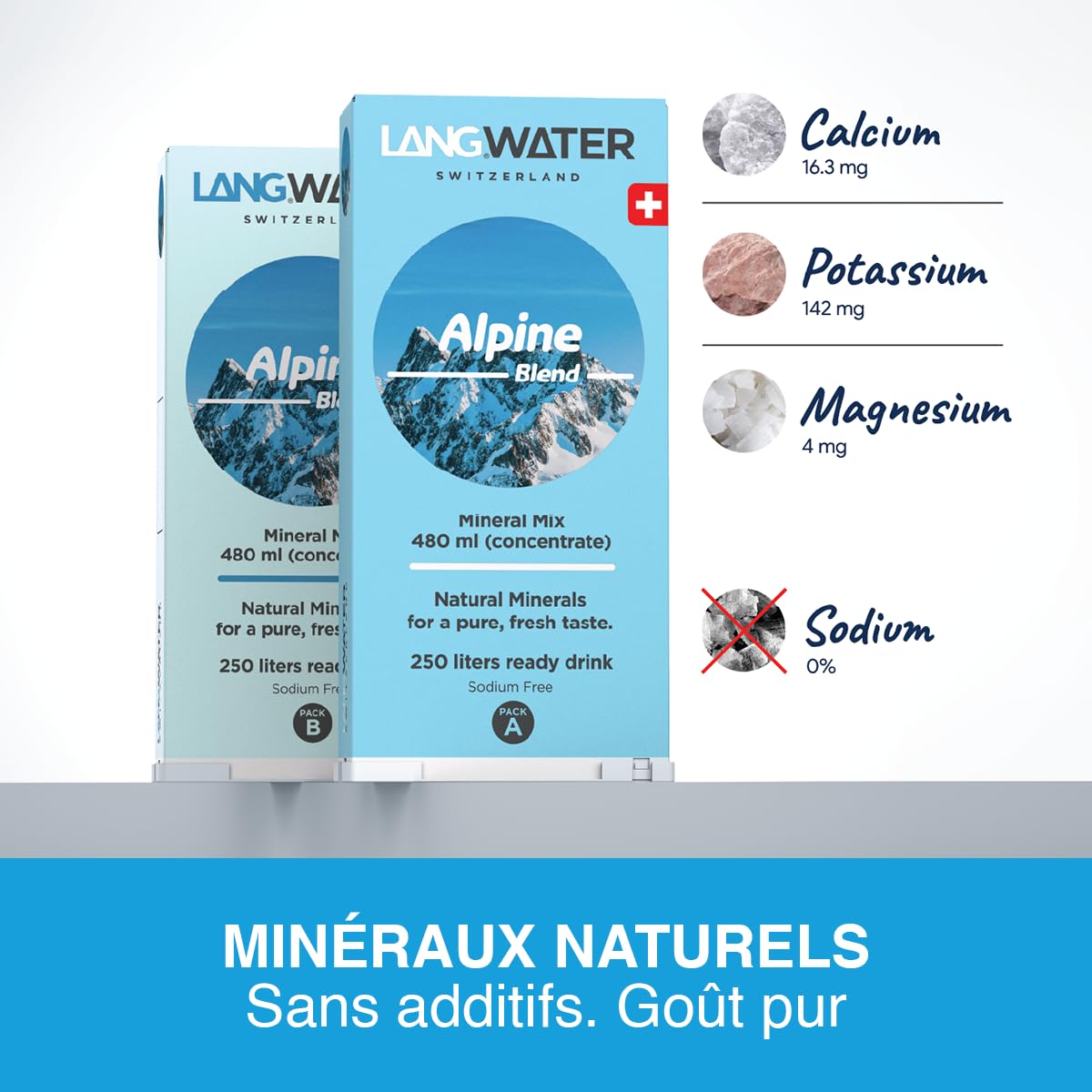 Lang Minerals Alpine Blend minéraux eau 2 packs calcium magnésium