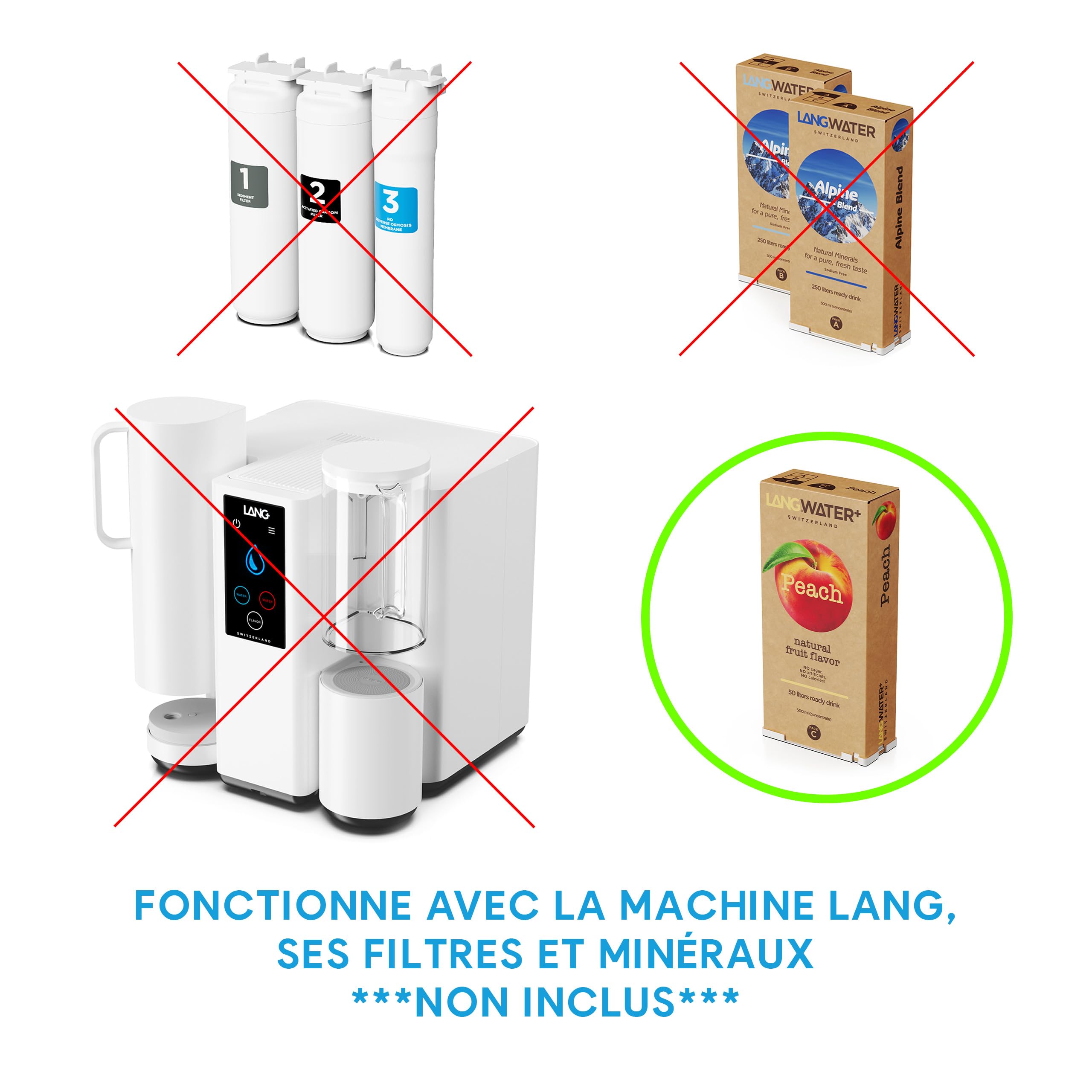 Lang Flavors arôme eau pêche naturelle sans sucre 50 L