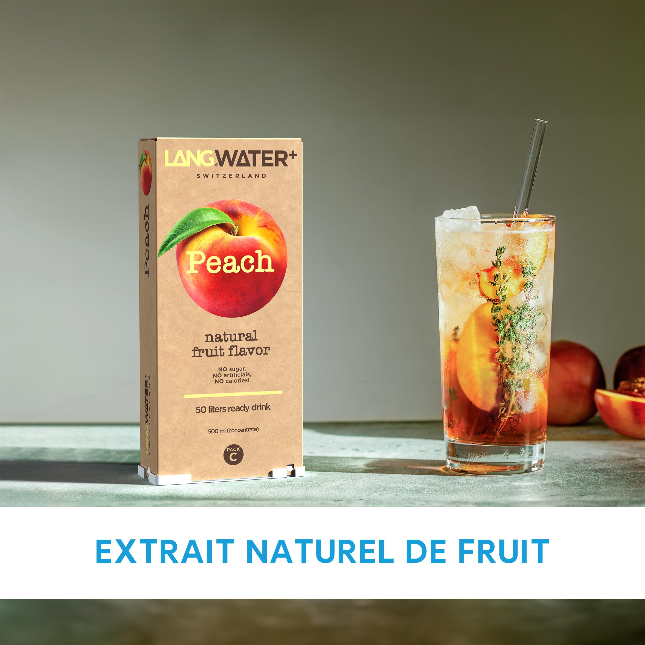 Lang Flavors arôme eau pêche naturelle sans sucre 50 L