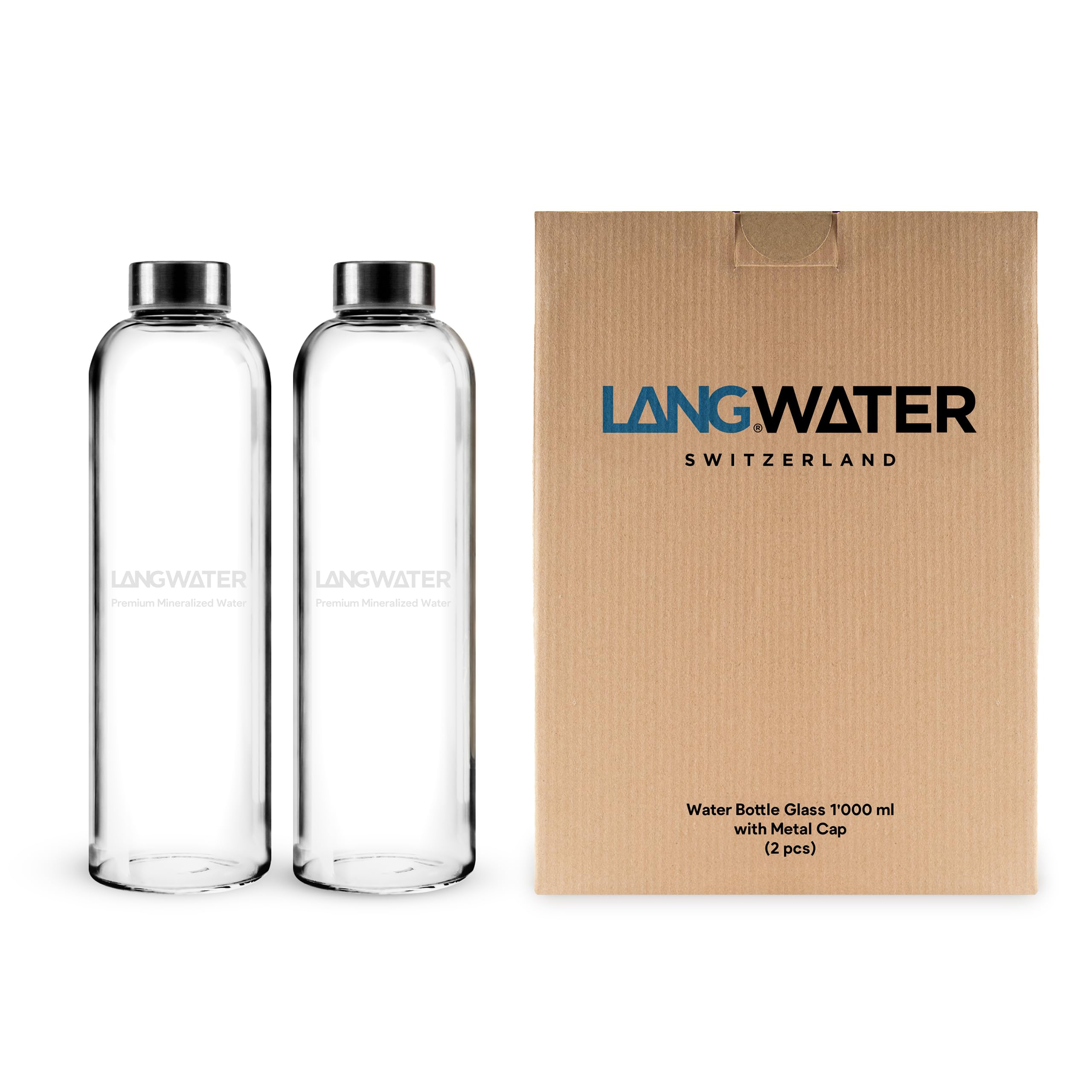 Lang Accessories lot 2 bouteilles verre 1 L bouchon métal borosilicate