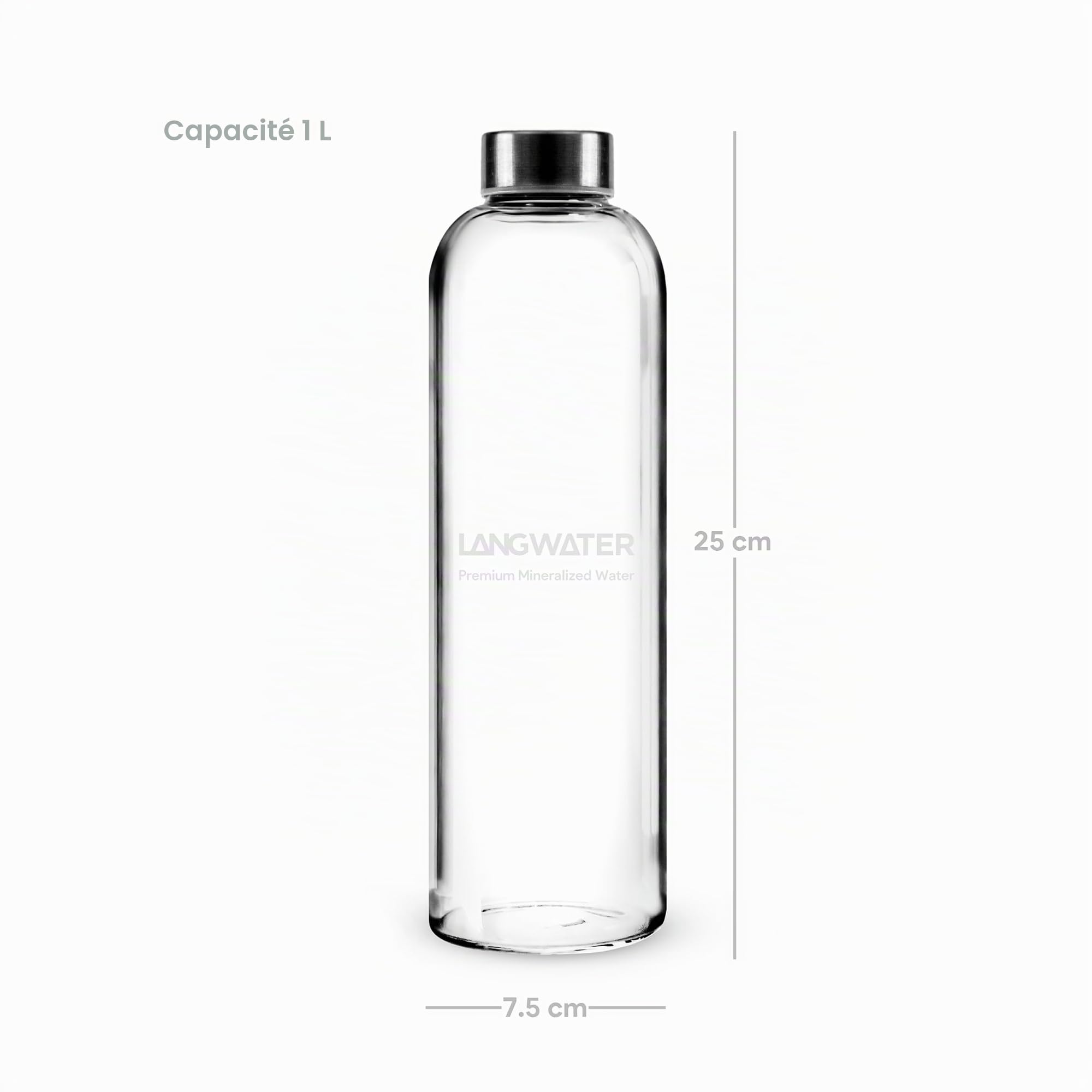 Lang Accessories lot 2 bouteilles verre 1 L bouchon métal borosilicate